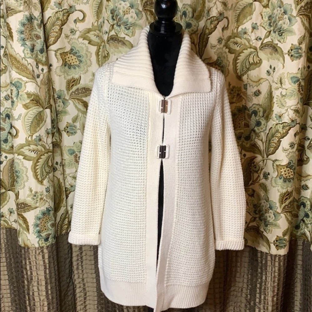 Chicos long open knit cardigan.